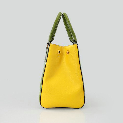 2014 Prada Saffiano Leather Tote Bag for sale BN2438 green & yellow